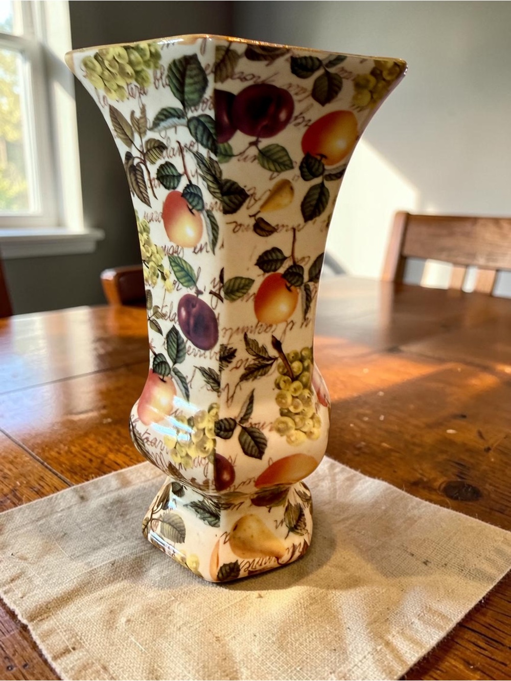 Decorative Ceramic Vase with Fruit Pattern in Multicolor
